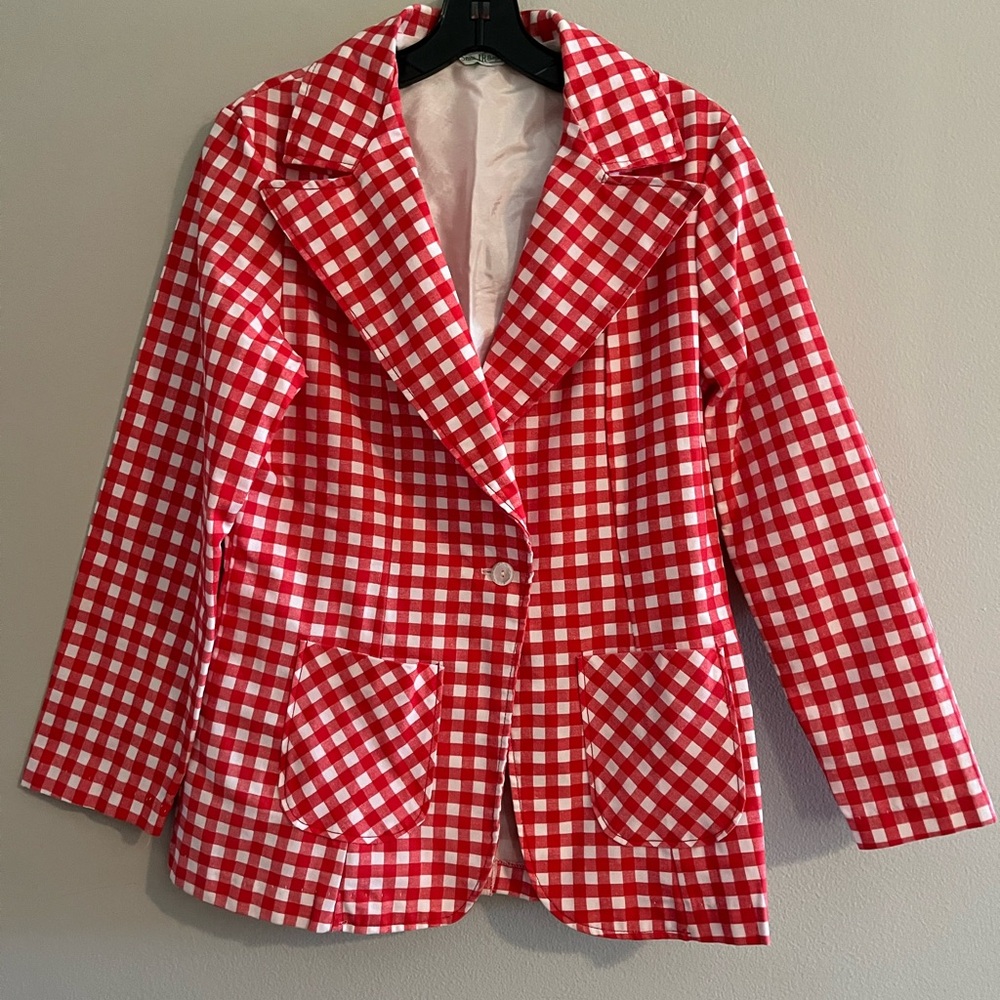 Vintage 1970’s Red and White Gingham Women's Jacket